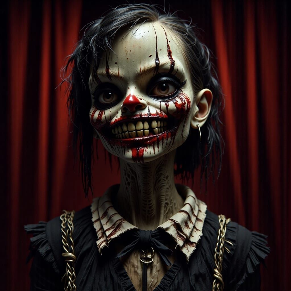 1920s Ventriloquist Doll in Gothic Horror Style