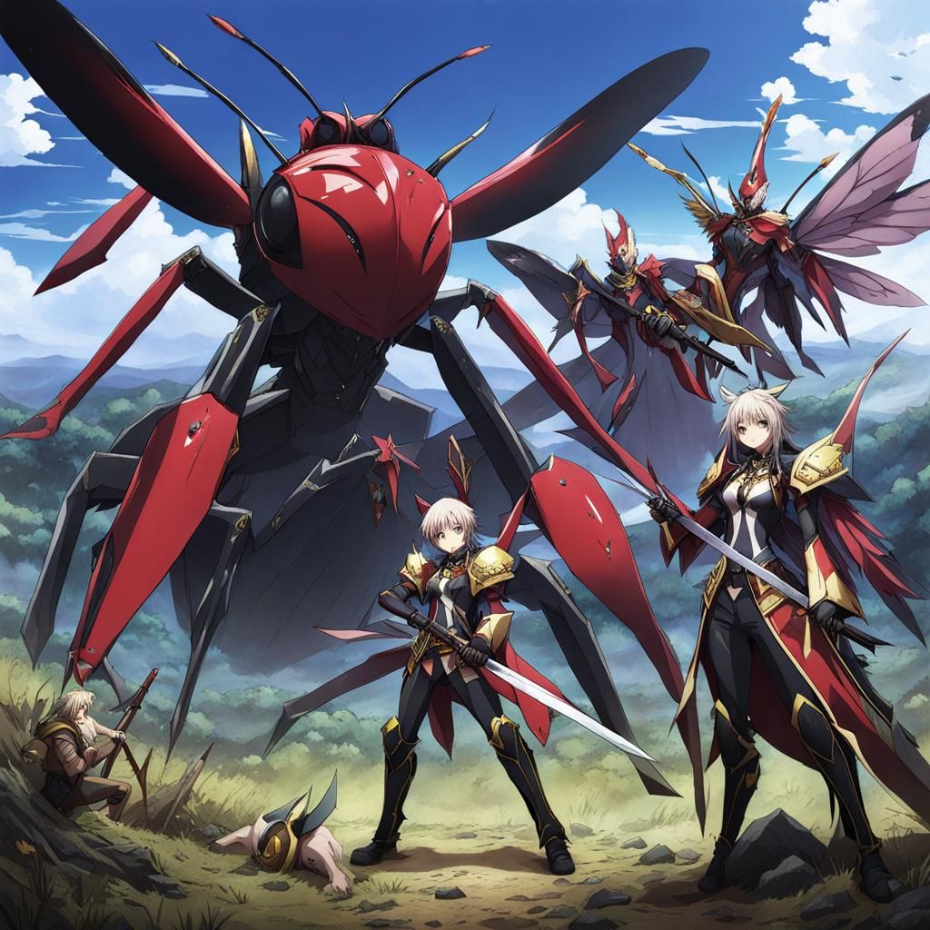 Anime-Style Fantasy War Between Humans and Insects
