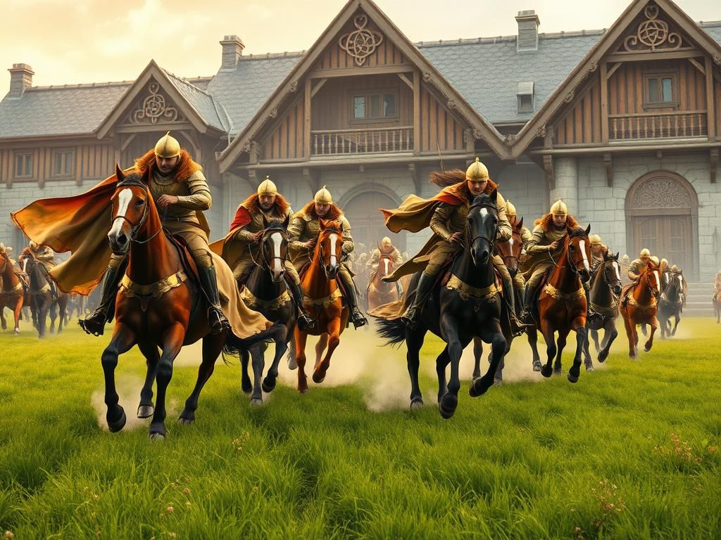 Riders of Rohan Galloping Across Plains