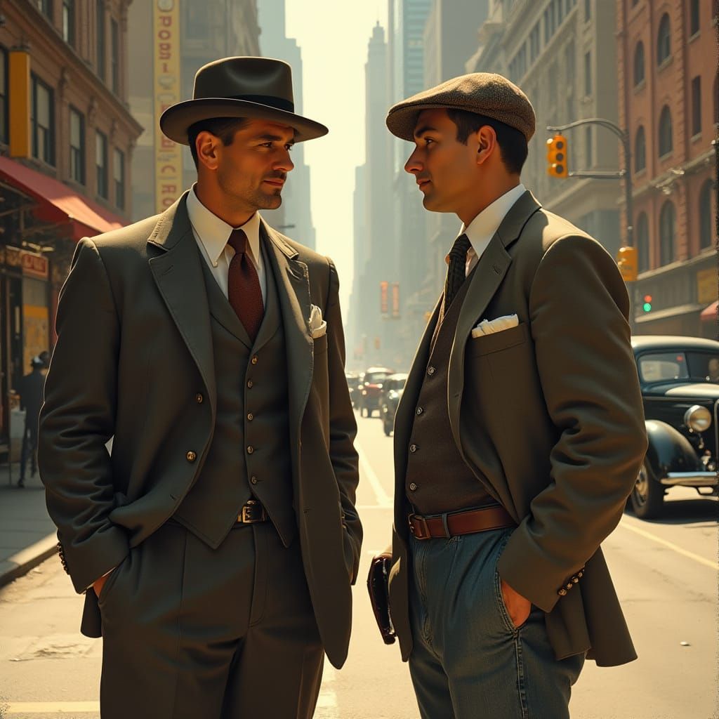 1930s City Sidewalk Conversation: Rockwell, Hopper, Doisneau...