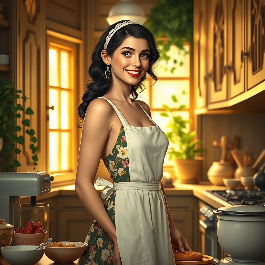 Vintage Kitchen Goddess in 1920s Elegance