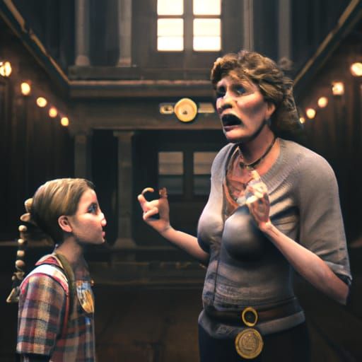 Cinematic Image of Mother Yelling Through a Quarter