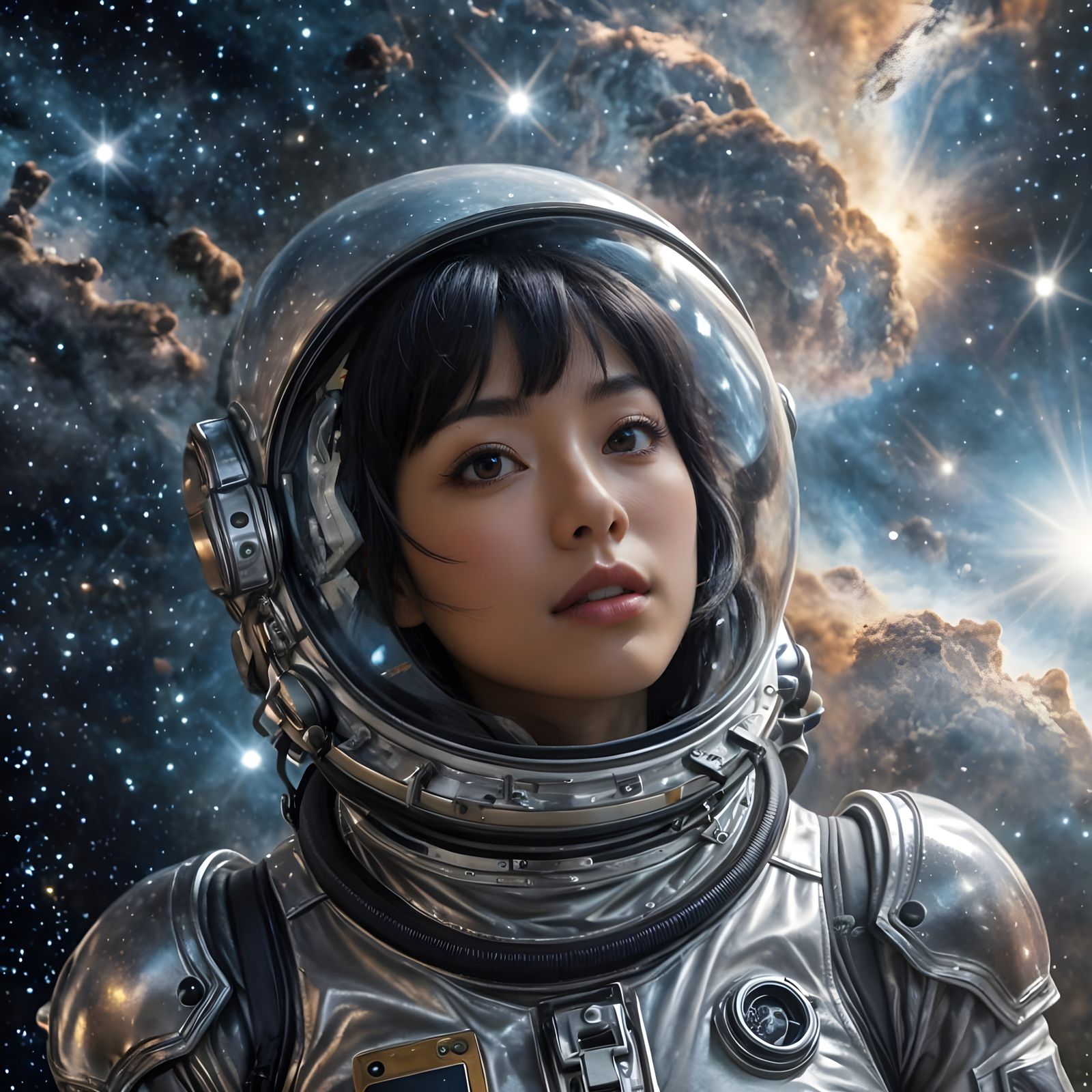 Japanese Astronaut in Stunning Spacesuit
