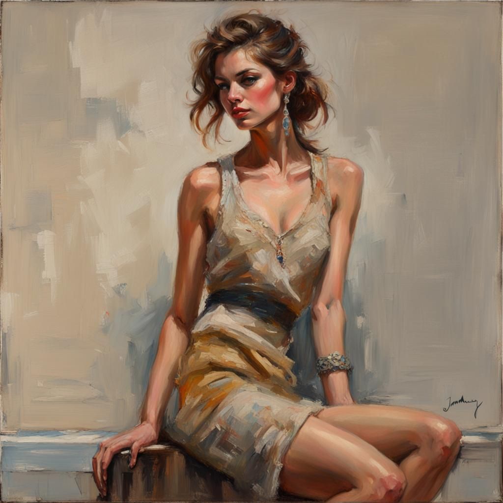 Fashion Model Portrait as Oil Painting