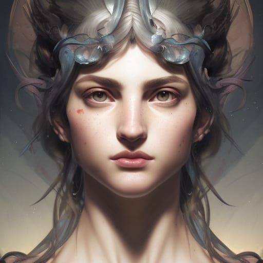 Mythological Portrait in Art Nouveau Style