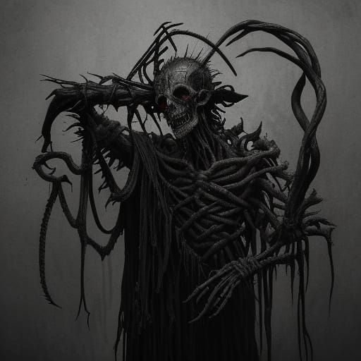 Grotesque Puppet Warden Trapped by Sinewy Strings