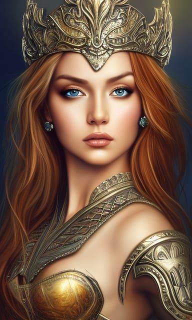 Photorealistic Warrior Queen in Ornate Armor