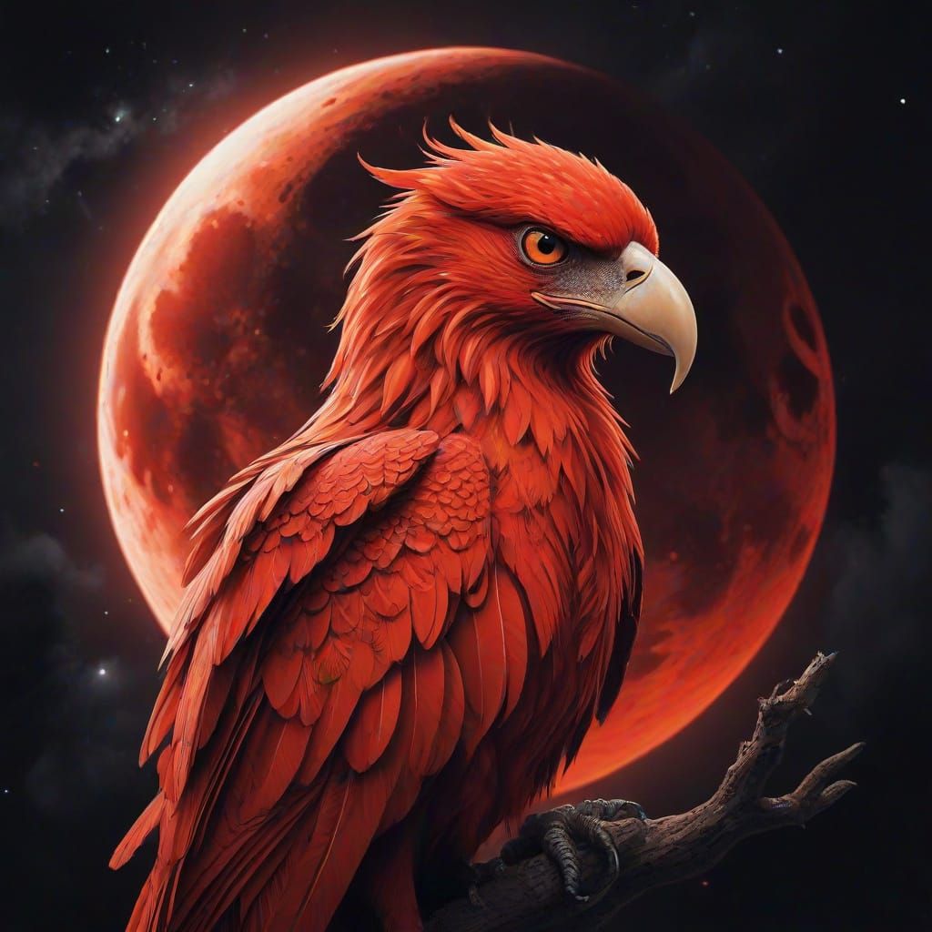 Cyberpunk Phoenix Illuminated by Lunar Glow