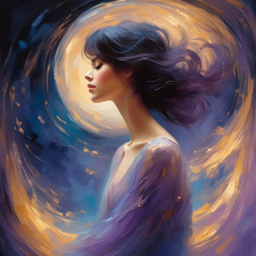 Surrealist Portrait: Woman in Egg with Ethereal Smoke