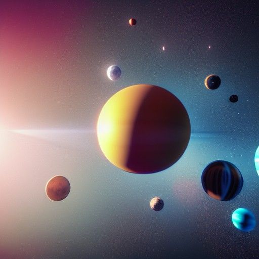 Hyperdetailed Planets Orbiting Sun in Hyperreal Style