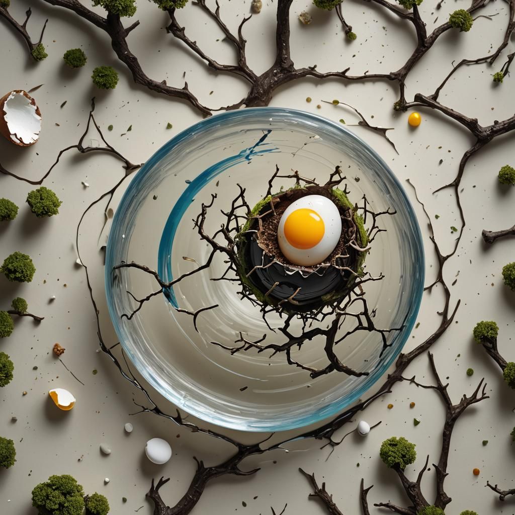 Cracked Earth Egg Reveals Life in Photorealistic Macro