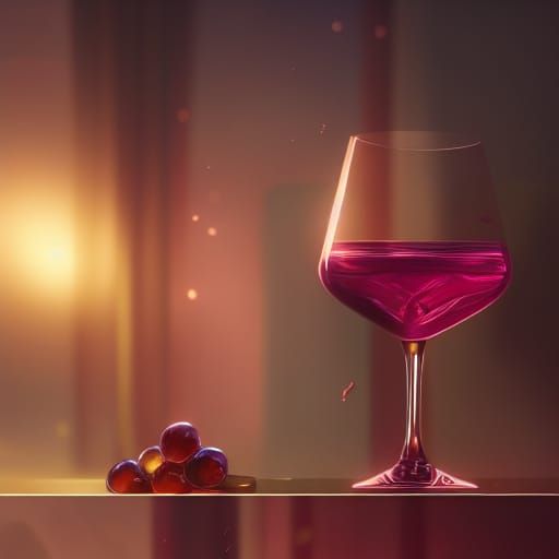 Pink Wine Portrait in Art Nouveau Style