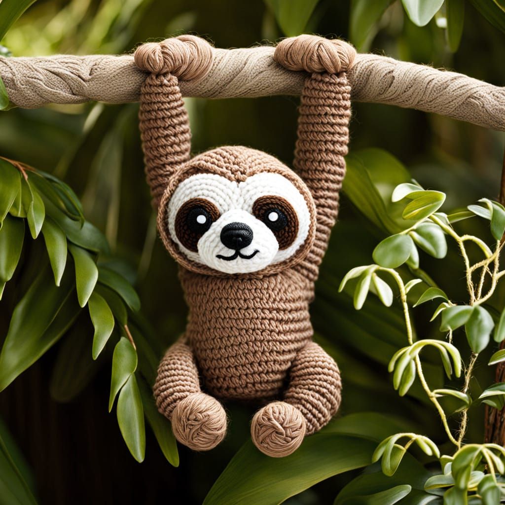 Cute Sleepy Crochet Yarn Sloth