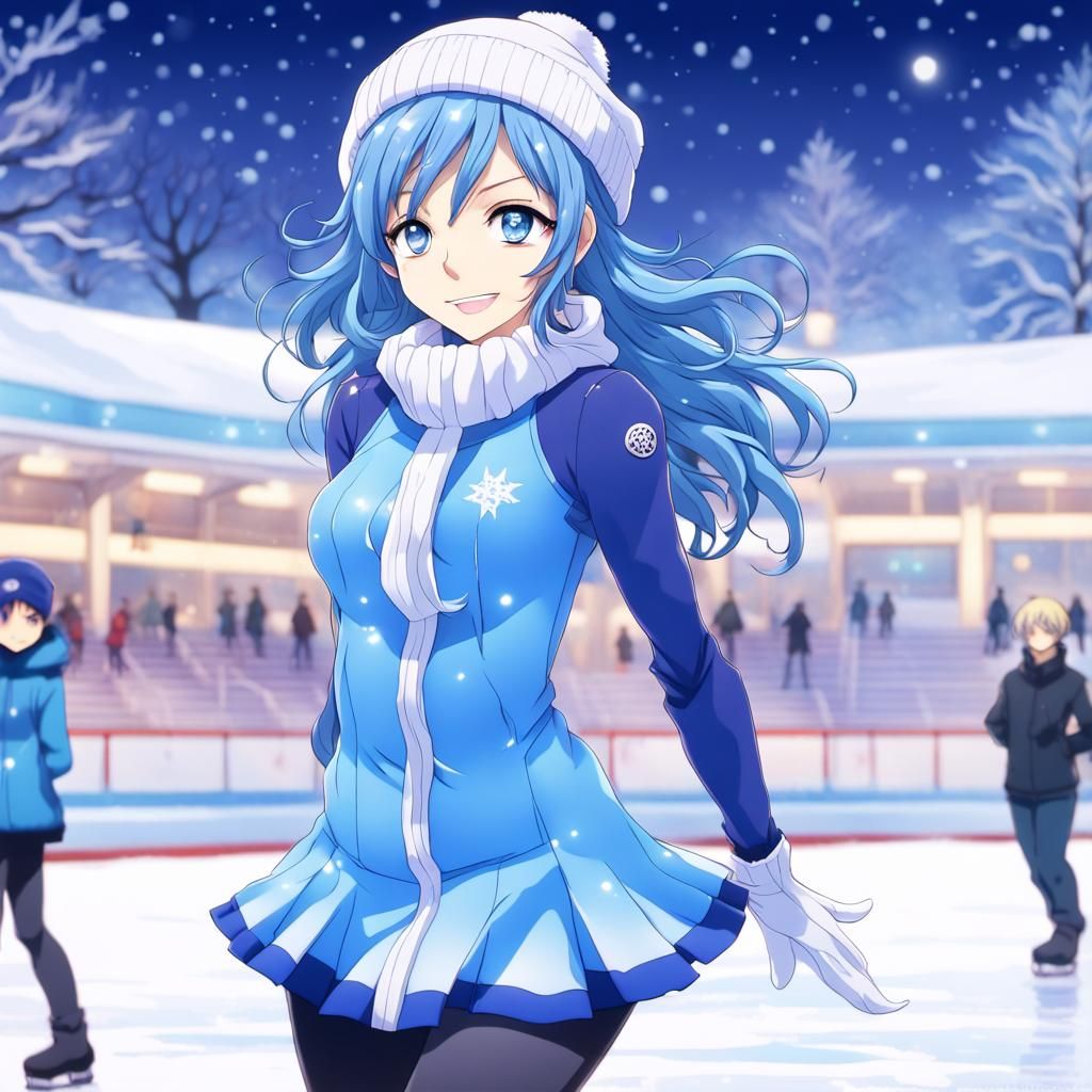 Juvia Lockser Ice Skating: Anime Style