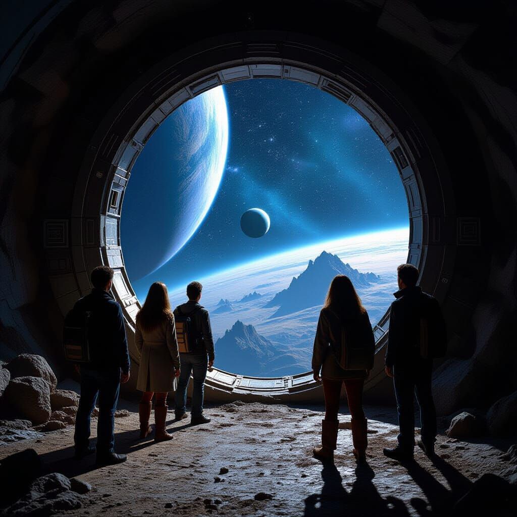 People Discovering New World Through Earth Portal