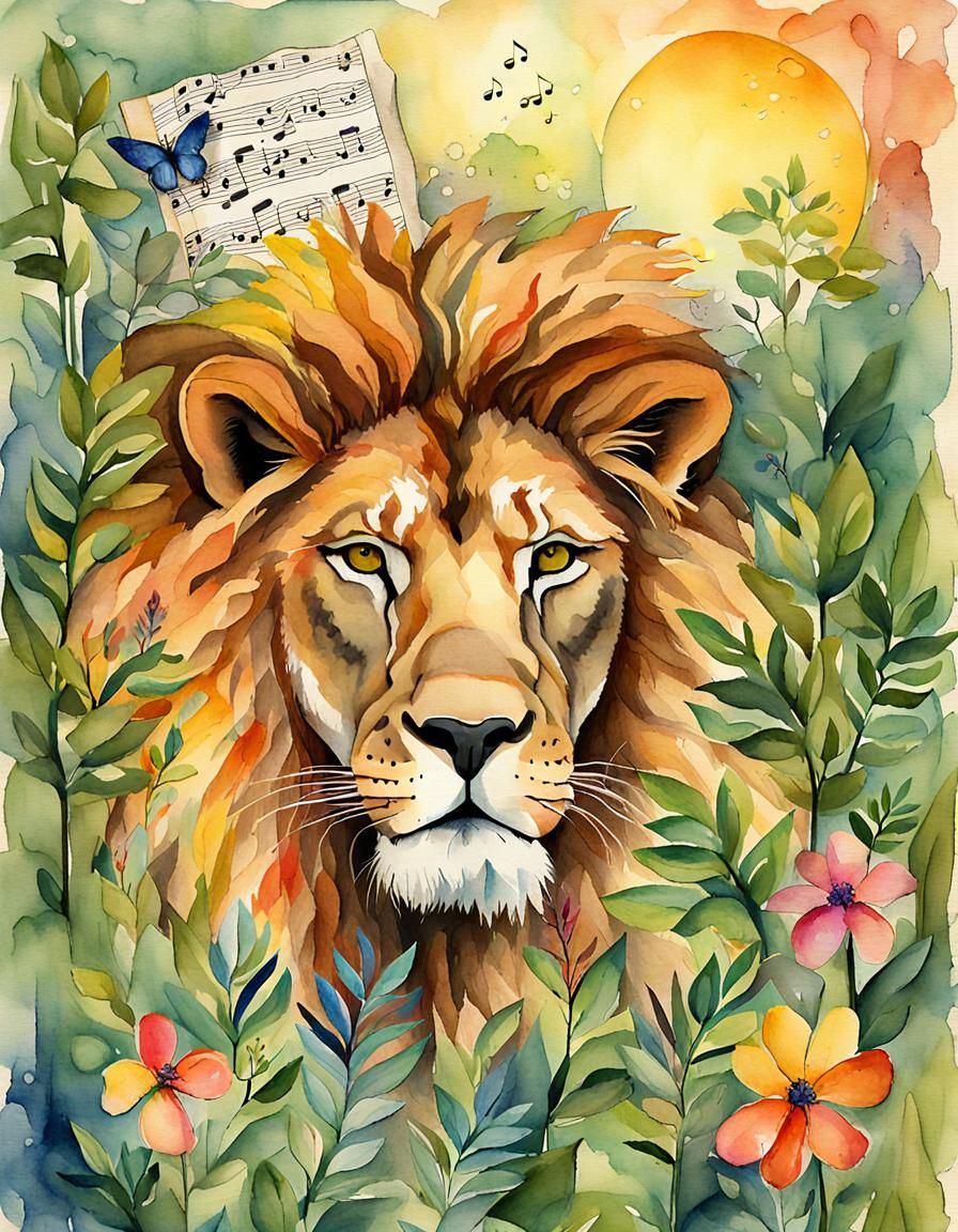 Lion Sleeps Tonight: Jungle Watercolor Art