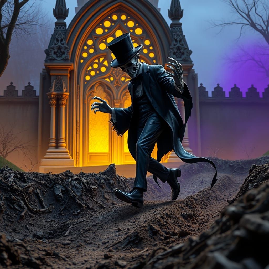 Grim Reaper's Dance on a Grave, Art Nouveau Style