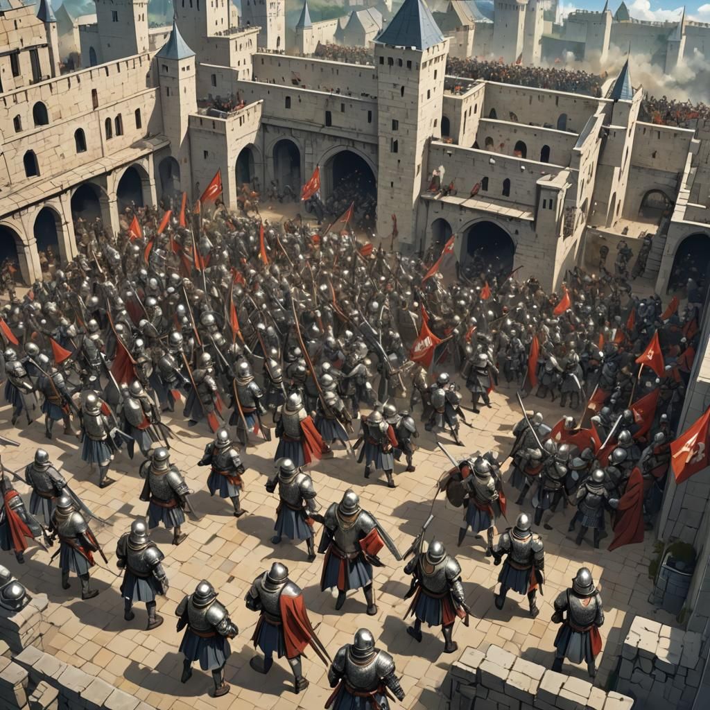 Medieval Army Sieges Modern Military Base: Anime Style