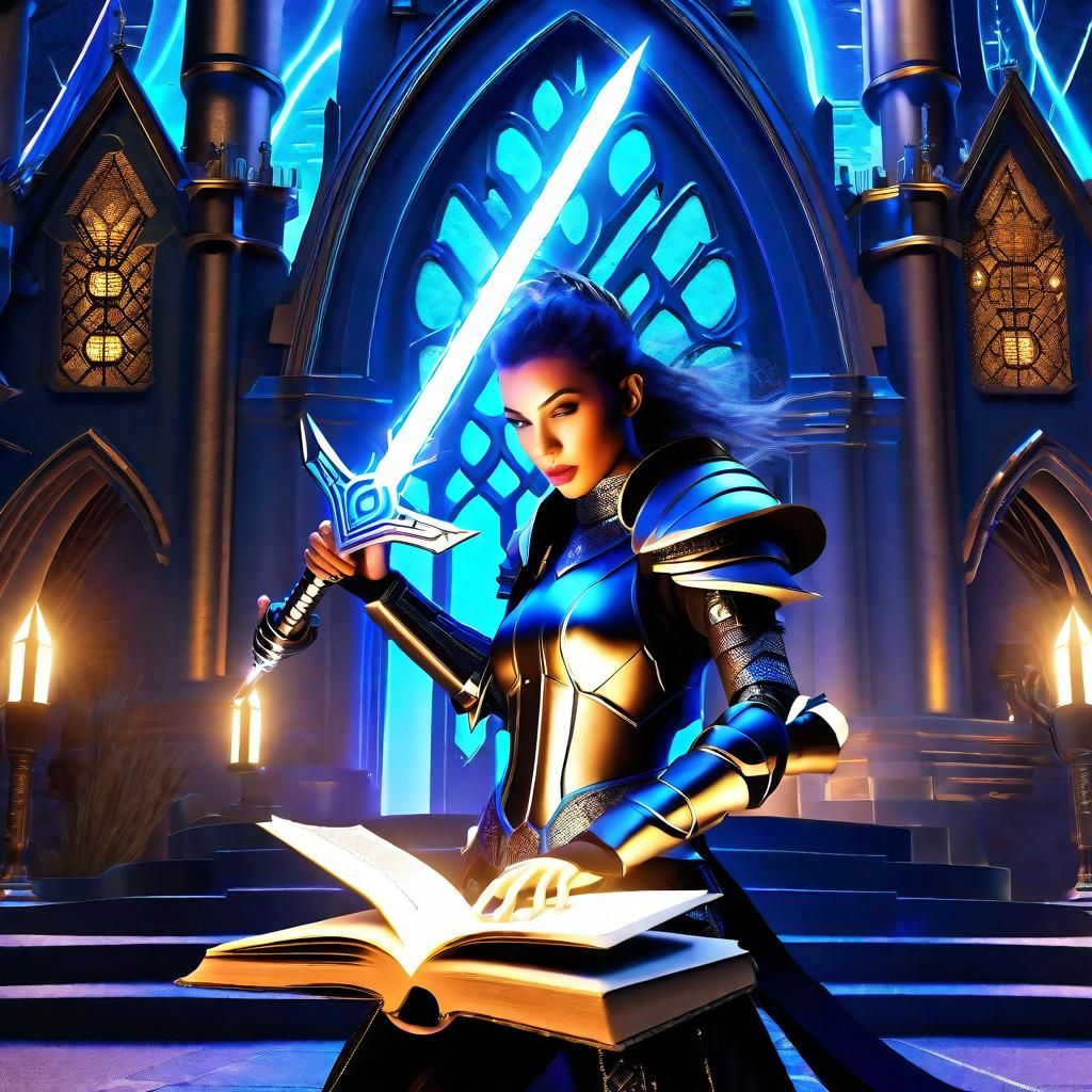 Nanotech Witch vs Cyborg Knight in Retro Sci-Fi