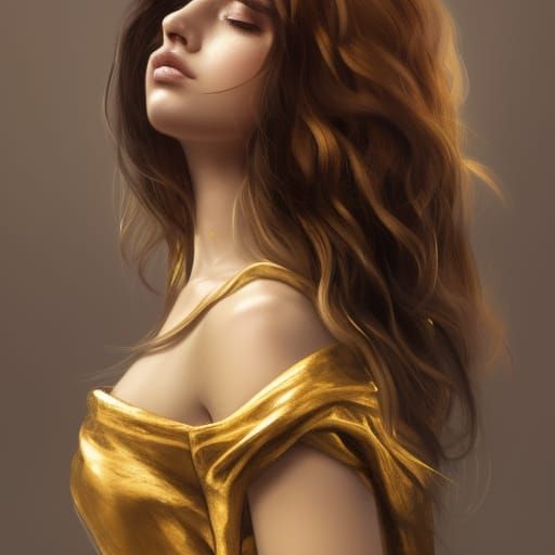 Sad Golden Haired Girl Portrait in Hyperdetailed Style