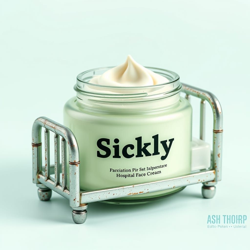 Retro-Futuristic Face Cream in a Distressed Hospital Bed Jar