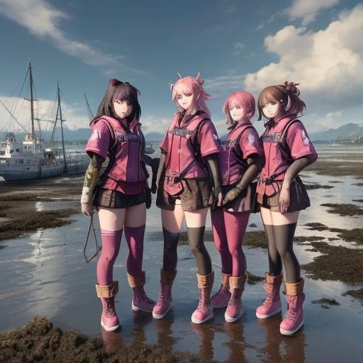 Anime Girls' Marine Biology Field Trip in Detailed Matte Pai...