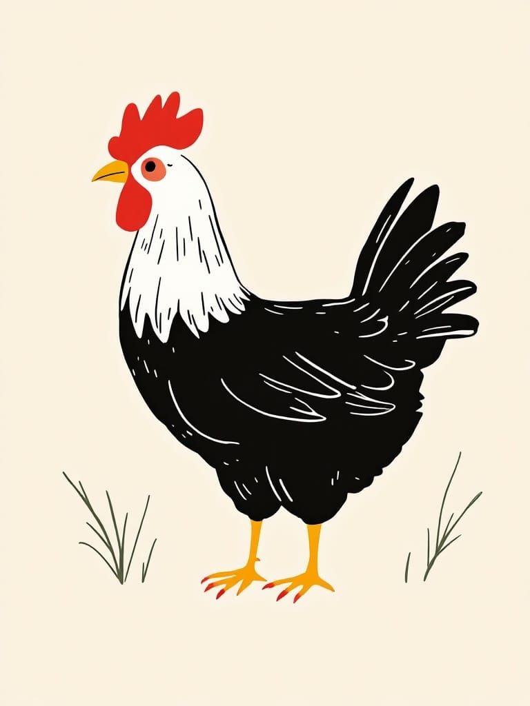 Folk Art Rooster in Bold, Vibrant Colors