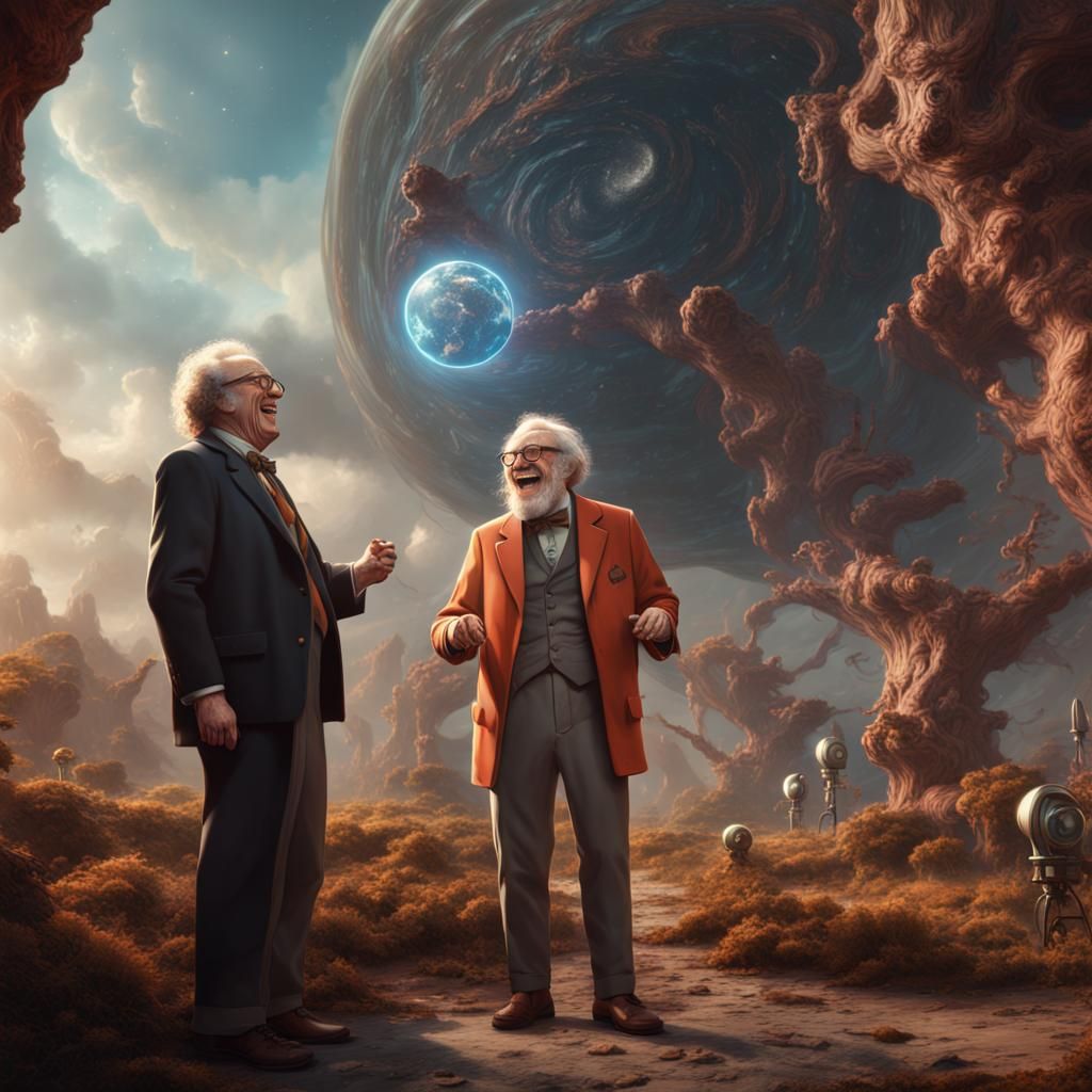 Isaac Asimov Laughing: Detailed Matte Painting