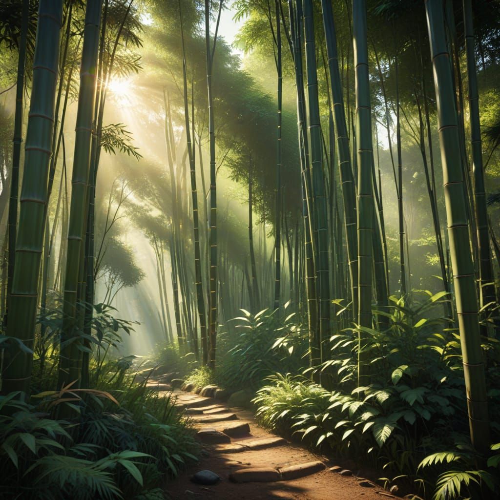 Magical Bamboo Forest at Golden Hour