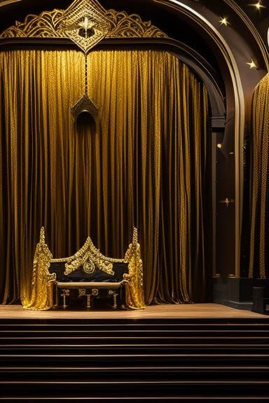 Opulent Black and Gold Castle Interior