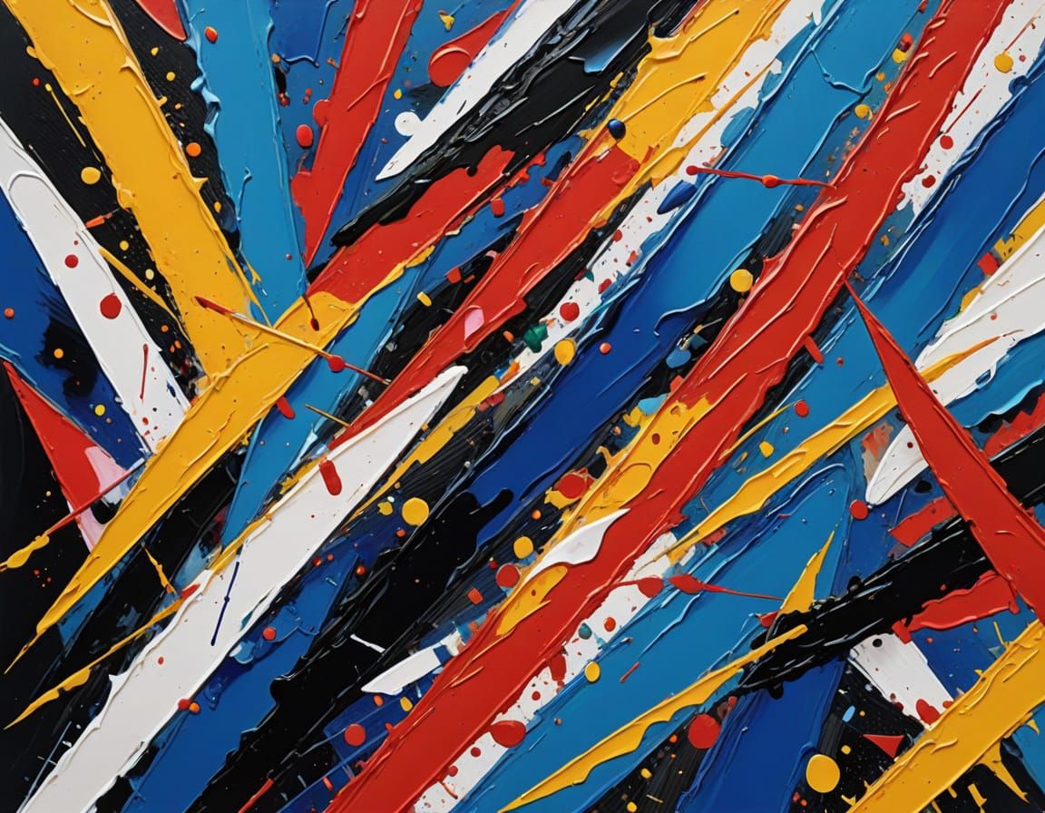 Dynamic Abstract Expressionist Masterpiece in Vibrant Stripe...