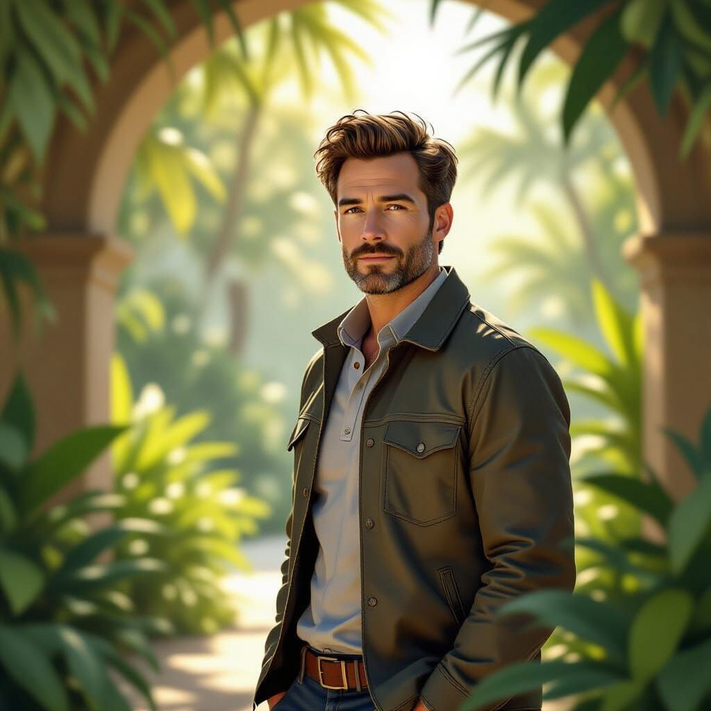 Detailed Matte Painting of Doug in Serene Environment