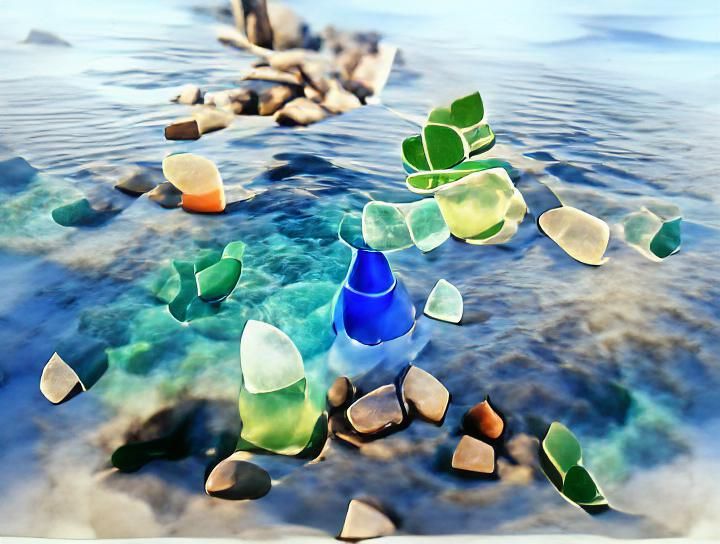 Colorful Sea Glass on Sandy Beach