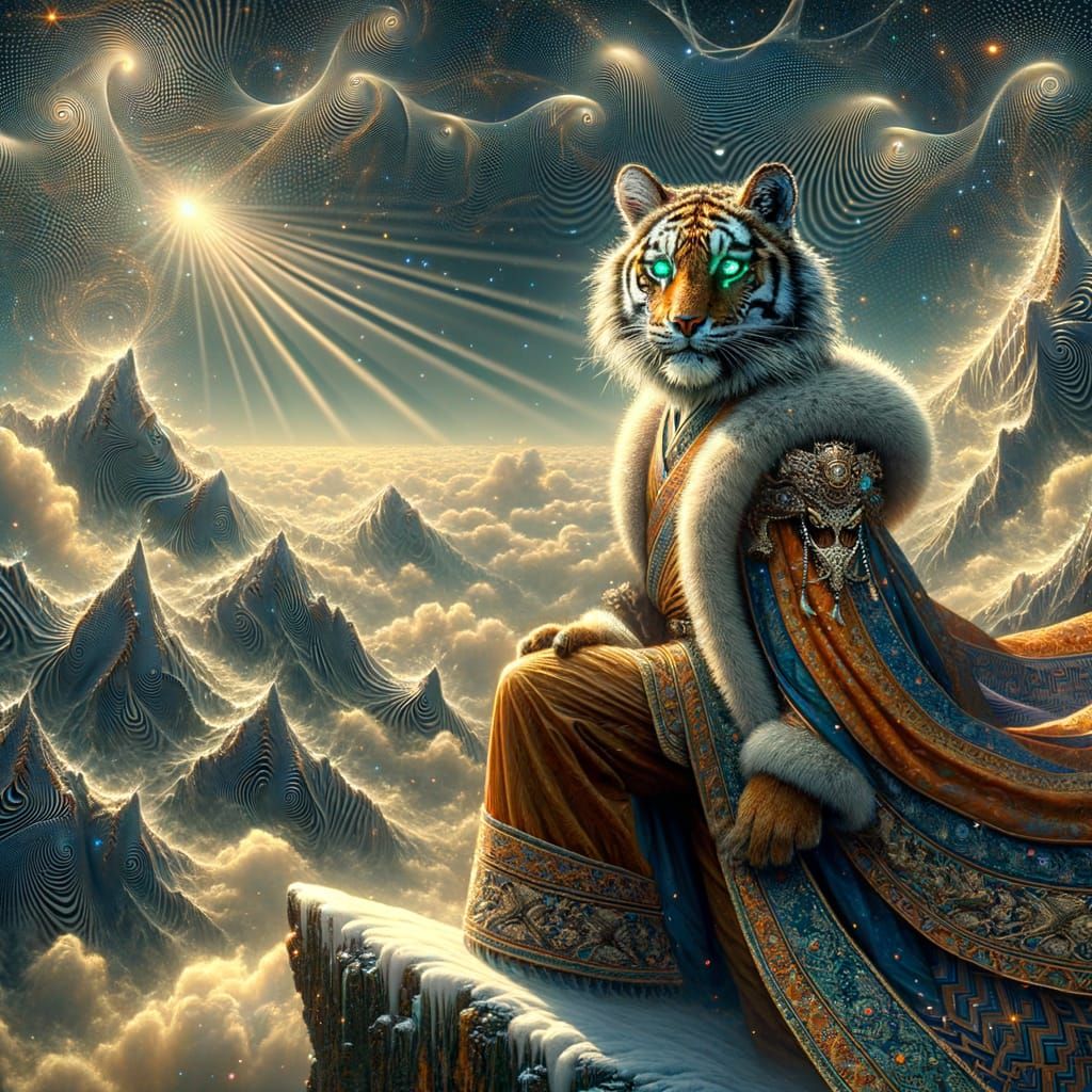 Royal Tiger-Fox on Snowy Mountain Peak