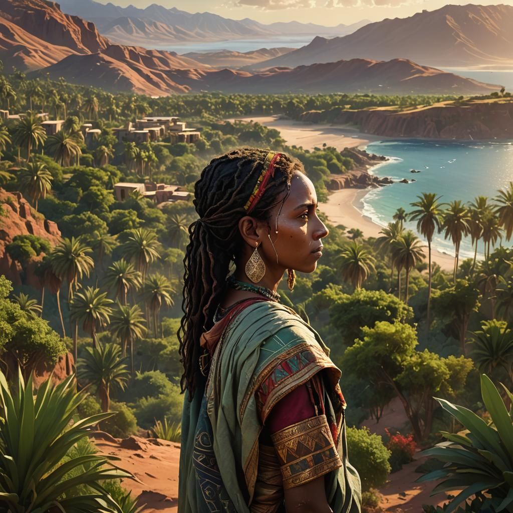 Lush Oasis Concept Art in North Africa