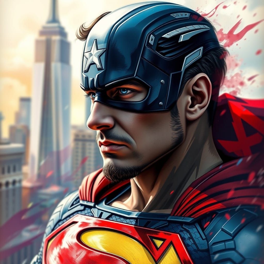 Captain America Superman Hybrid in Hyper-Realistic Comic Boo...