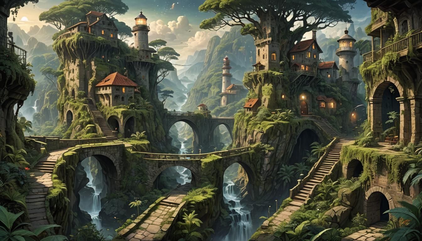 Vast Space with Distant Galaxies and Jungle Civilization