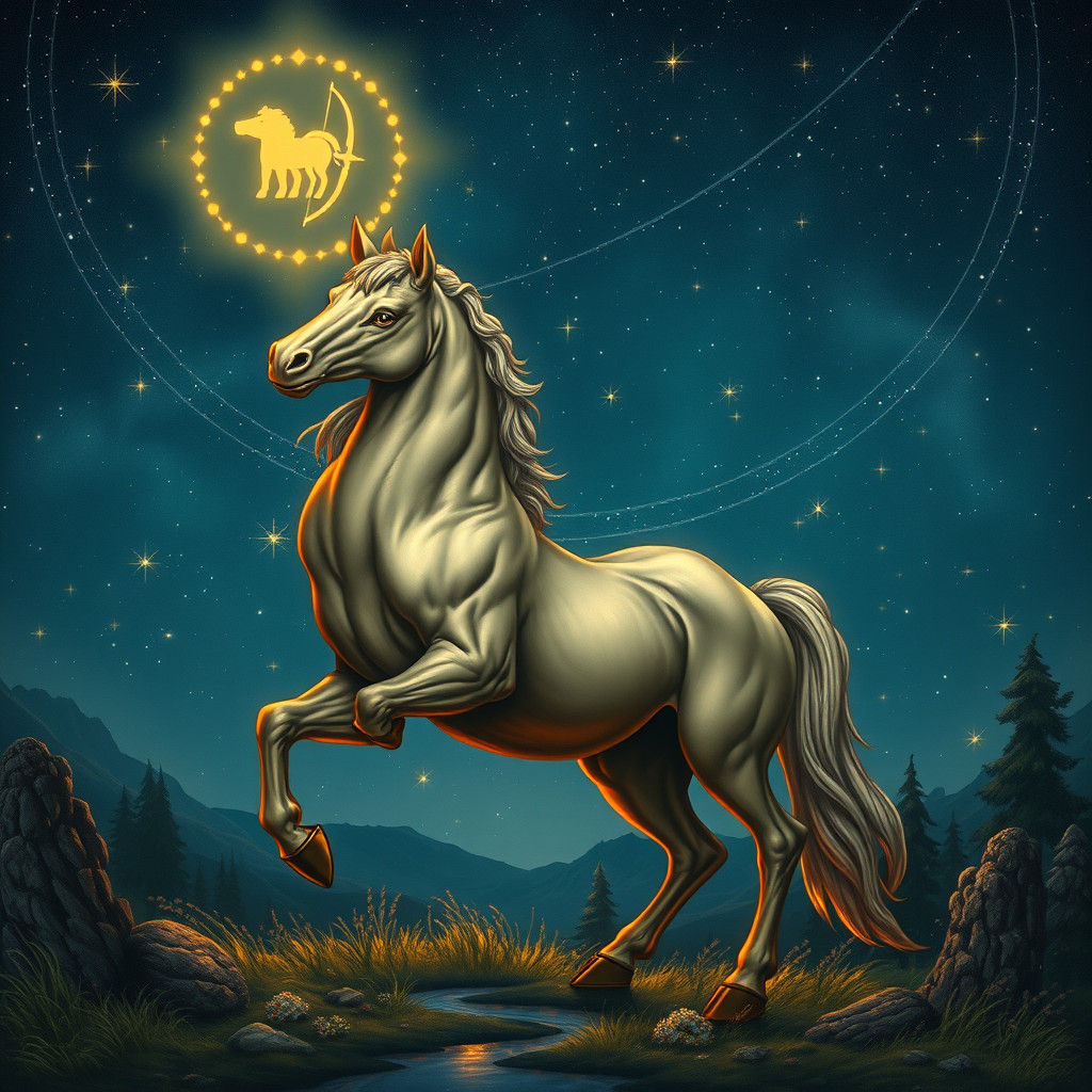 Majestic Centaur in Starry Night Landscape