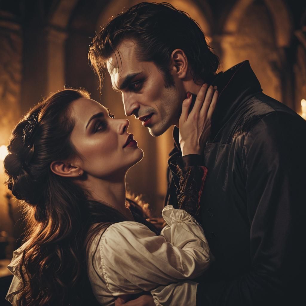 Vampire's Kiss: A Gothic Horror Cinematic Still