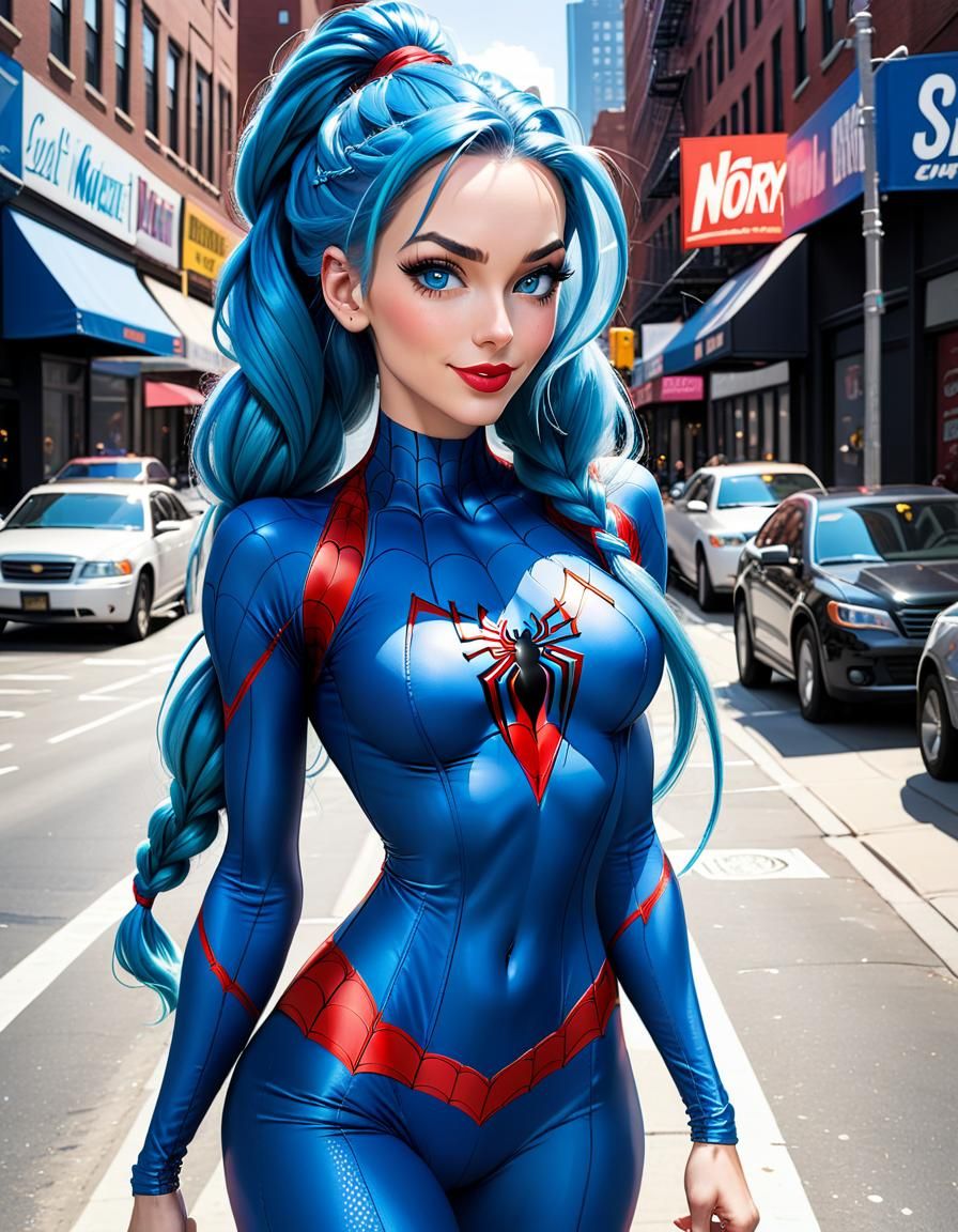 Woman in Spiderman Costume, Comic Book Style