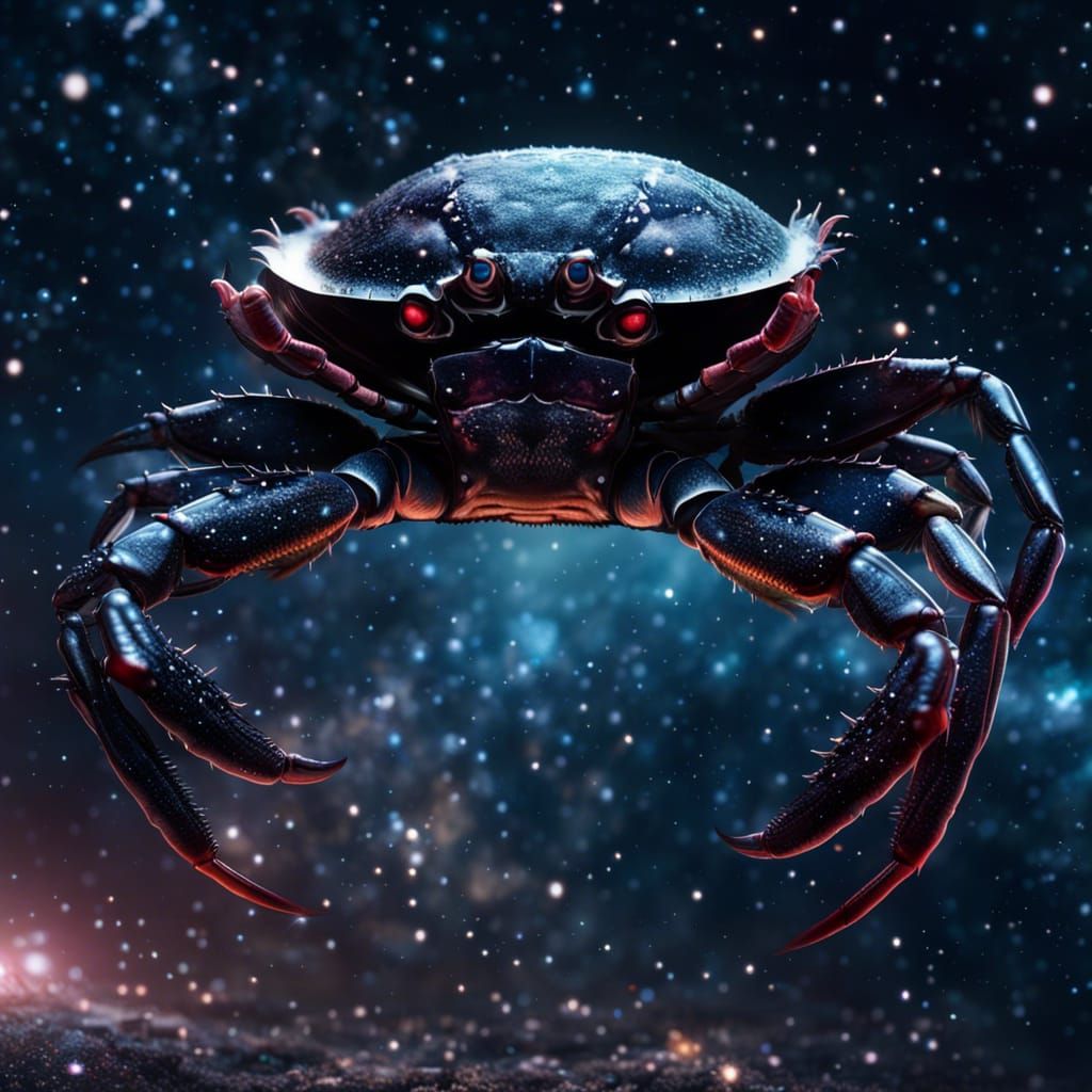 Galactic Crab Soaring Through Starry Sky