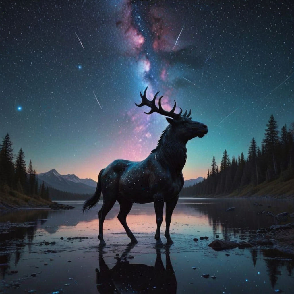 Ethereal Centaur Gazing at Starry Taurus Constellation