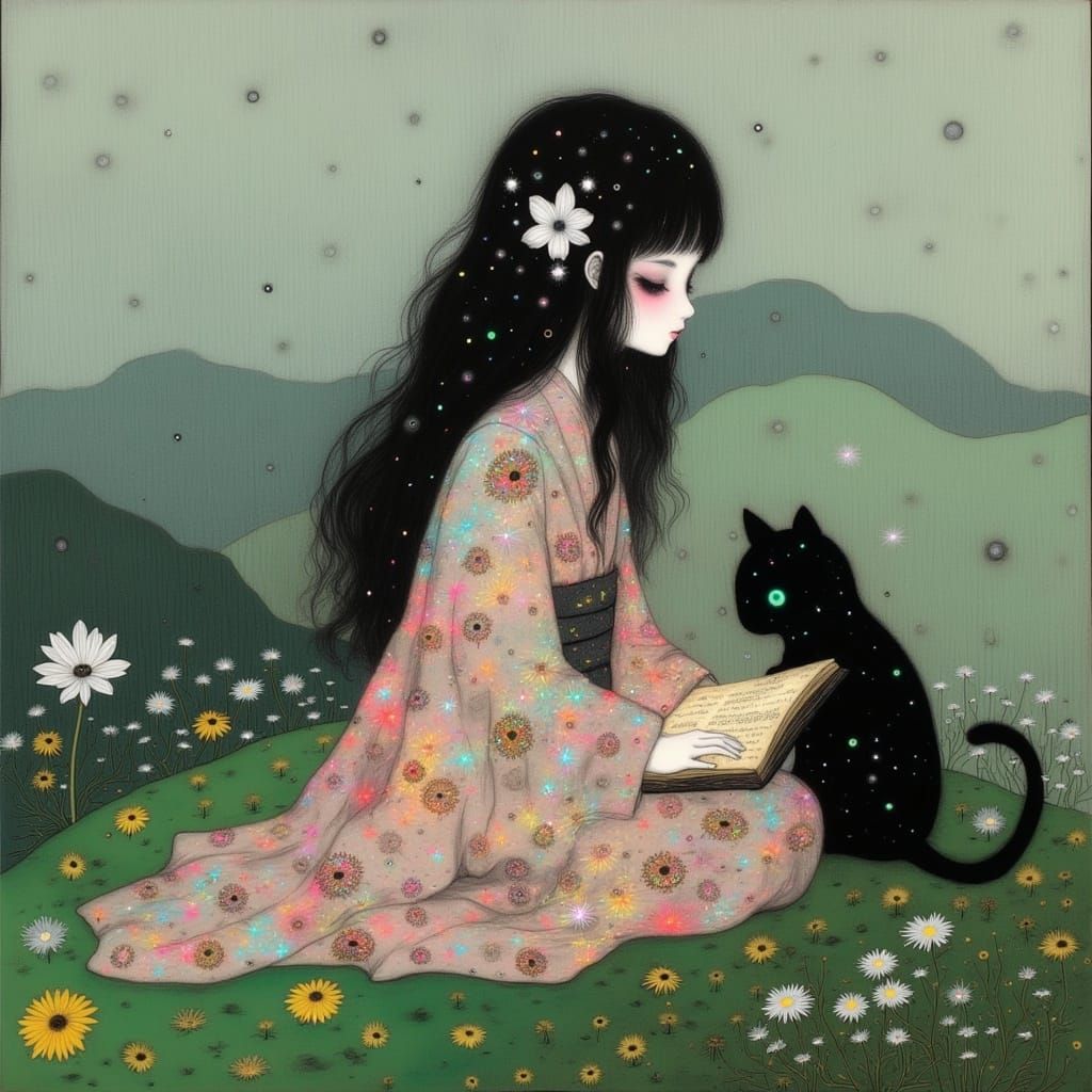 Mystical Moonlit Dreamer in Anime Key Visual Style