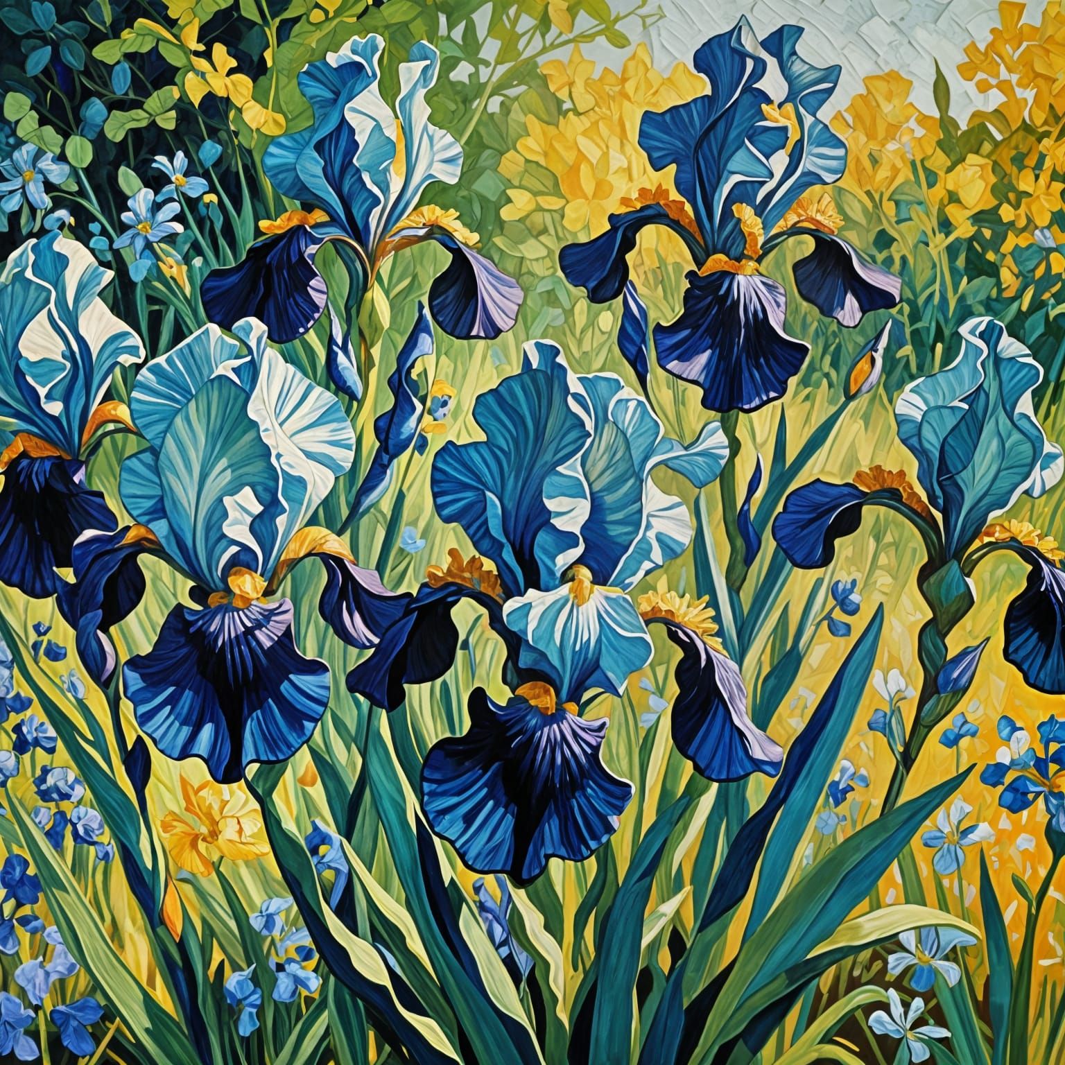 Lush Summer Garden Blooms in Vibrant Impasto Oil Painting