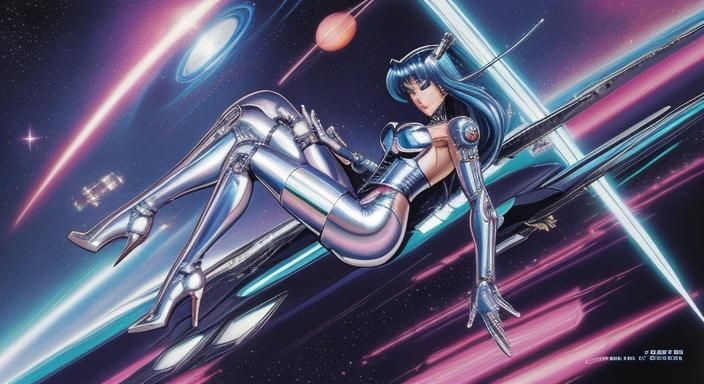 Cyberpunk Space Rider in Chrome Steel