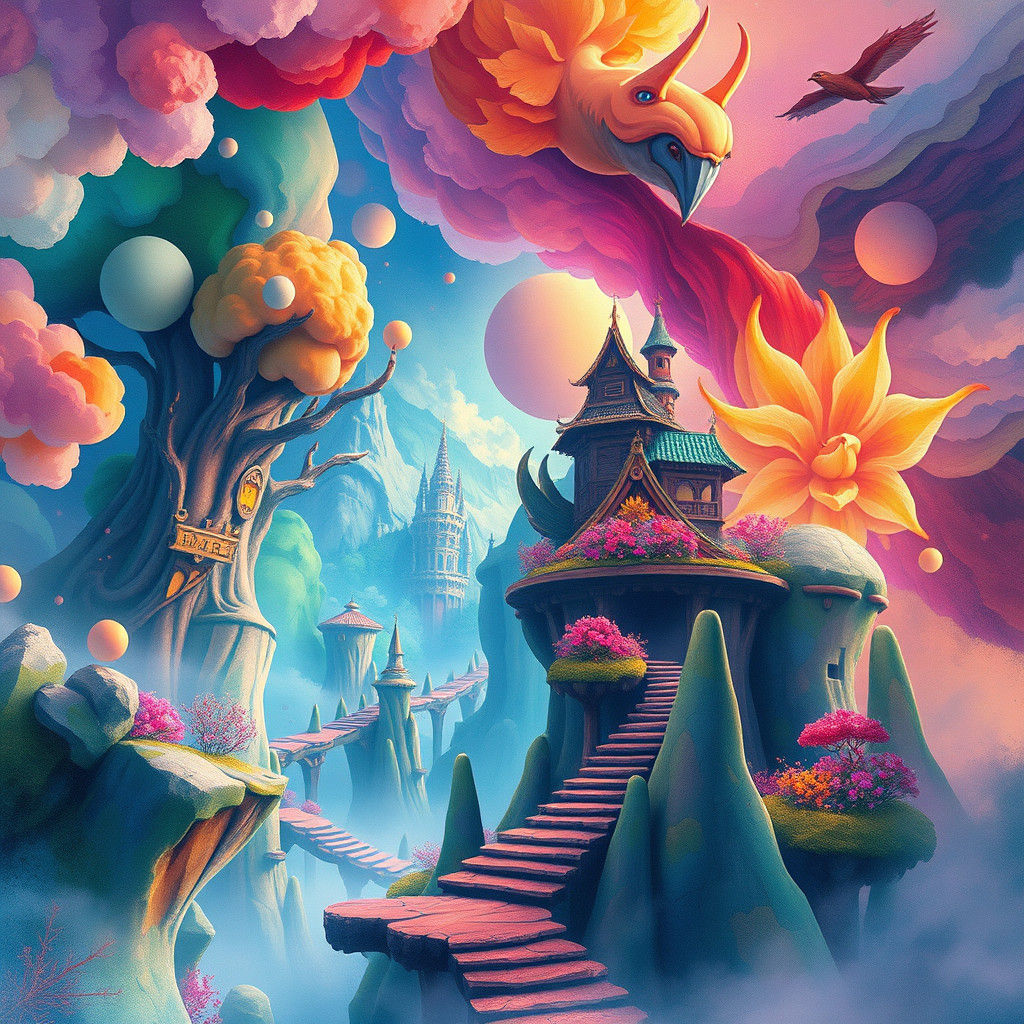 Fantastical Watercolor Landscape in 8K Resolution