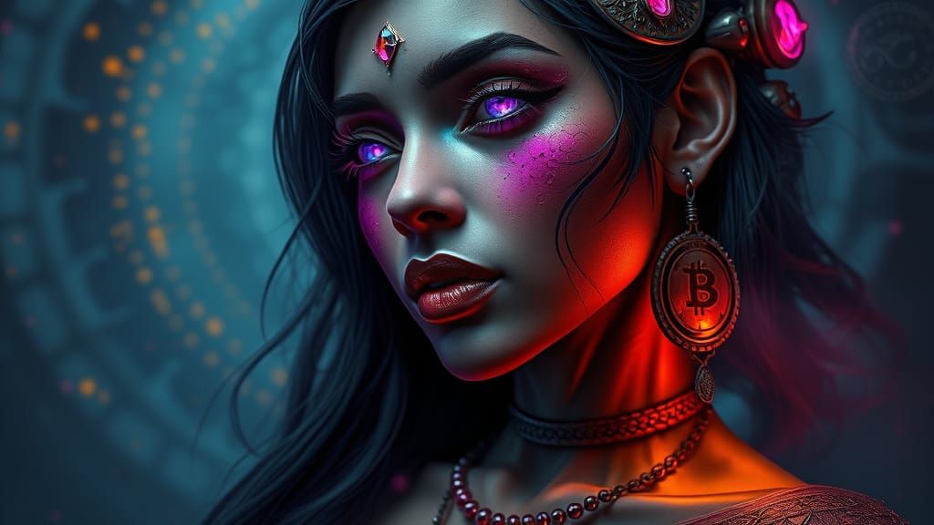 Cyberpunk Goddess in Assamese Splendor