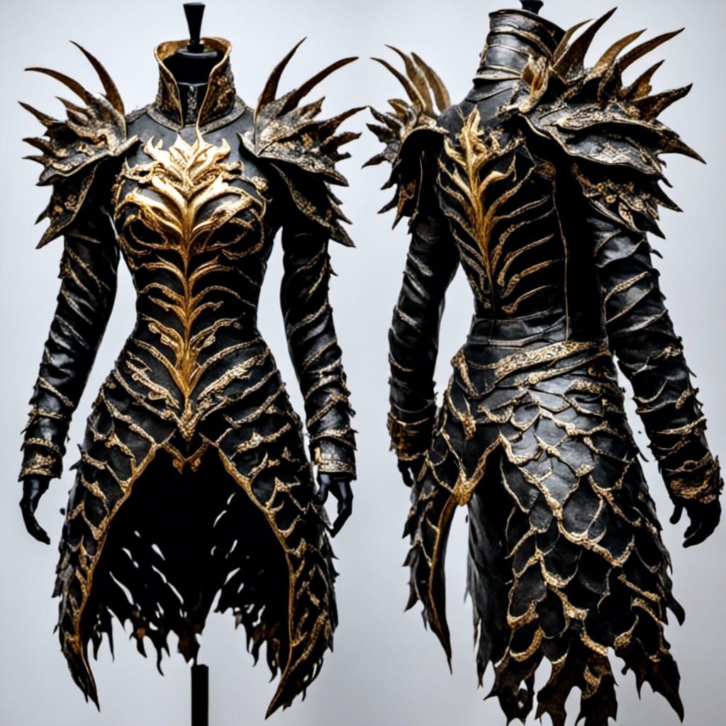 Intricate White and Gold Dragonscale Leather Dragon Slayer