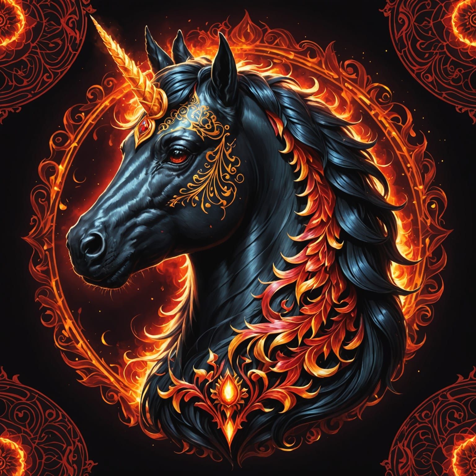 Majestic Cindercorn Unicorn With Fiery Aura