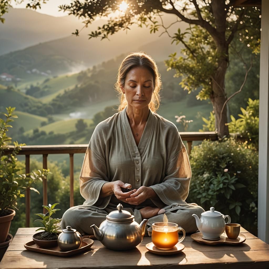 Sunrise Meditation: A Serene Morning Portrait